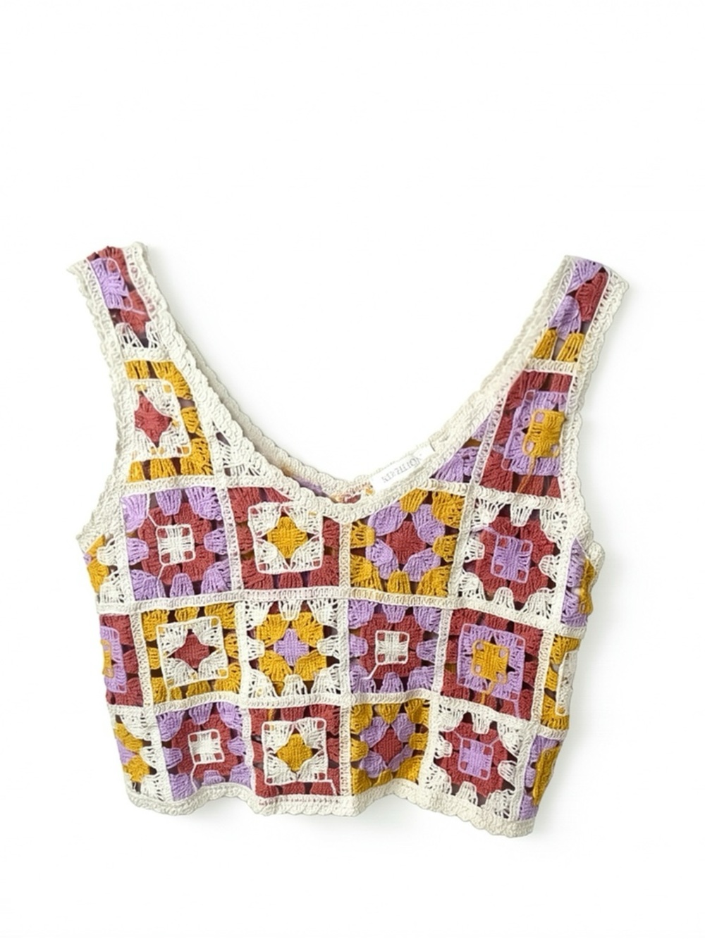 Rebellion Again Crochet Granny Square Knit Top Cottagecore boho Festival |Medium - Picture 2 of 4